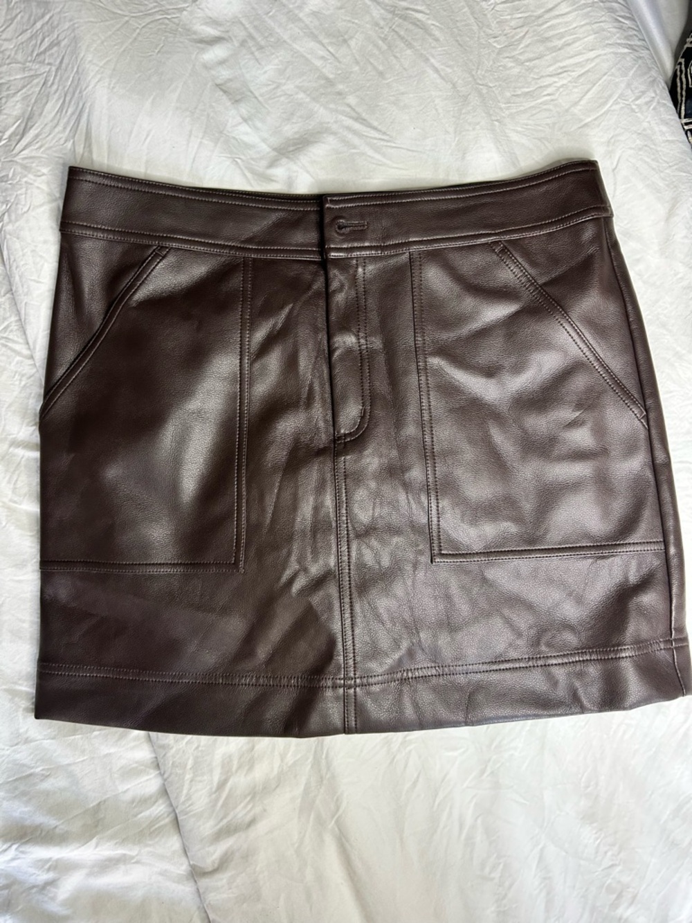 Marie Oliver Dark Brown Faux Leather Mini Skirt
